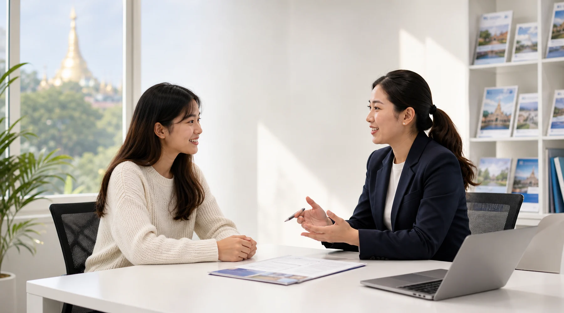 An SR education counsellor helping a student plan international study